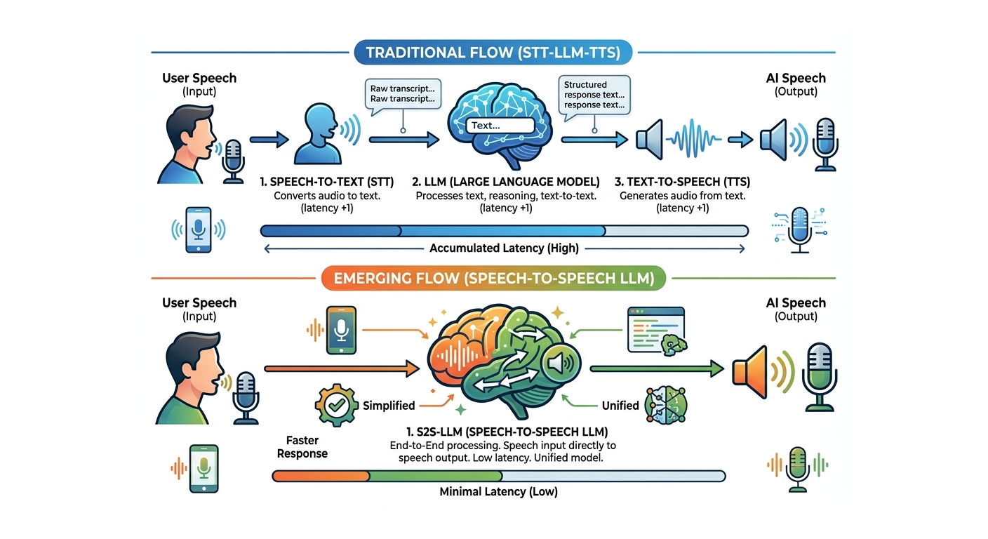 STT-LLM-TTS frente a speech-to-speech: qué arquitectura es la adecuada para los voice agents modernos